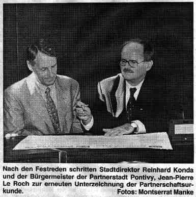 Unterzeichnung Partnerschaftsurkunde Pontivy/Wesseling
